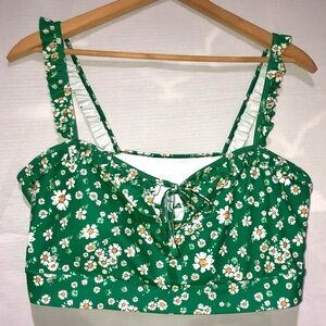 Shein Bikini Top Green with daisies 4XL